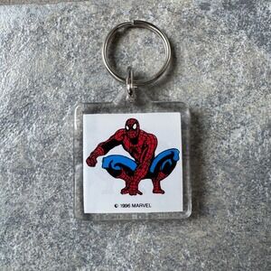 Vintage 1996 Spider-Man Keychain | Marvel Comics‎ Superhero Acrylic Tag